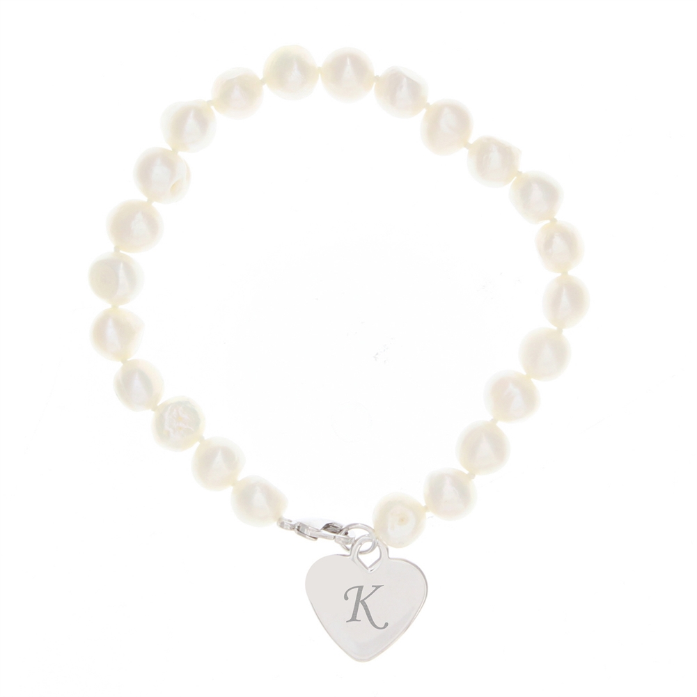 Personalised Memento Co Girls White Personalised Freshwater Pearl Bracelet