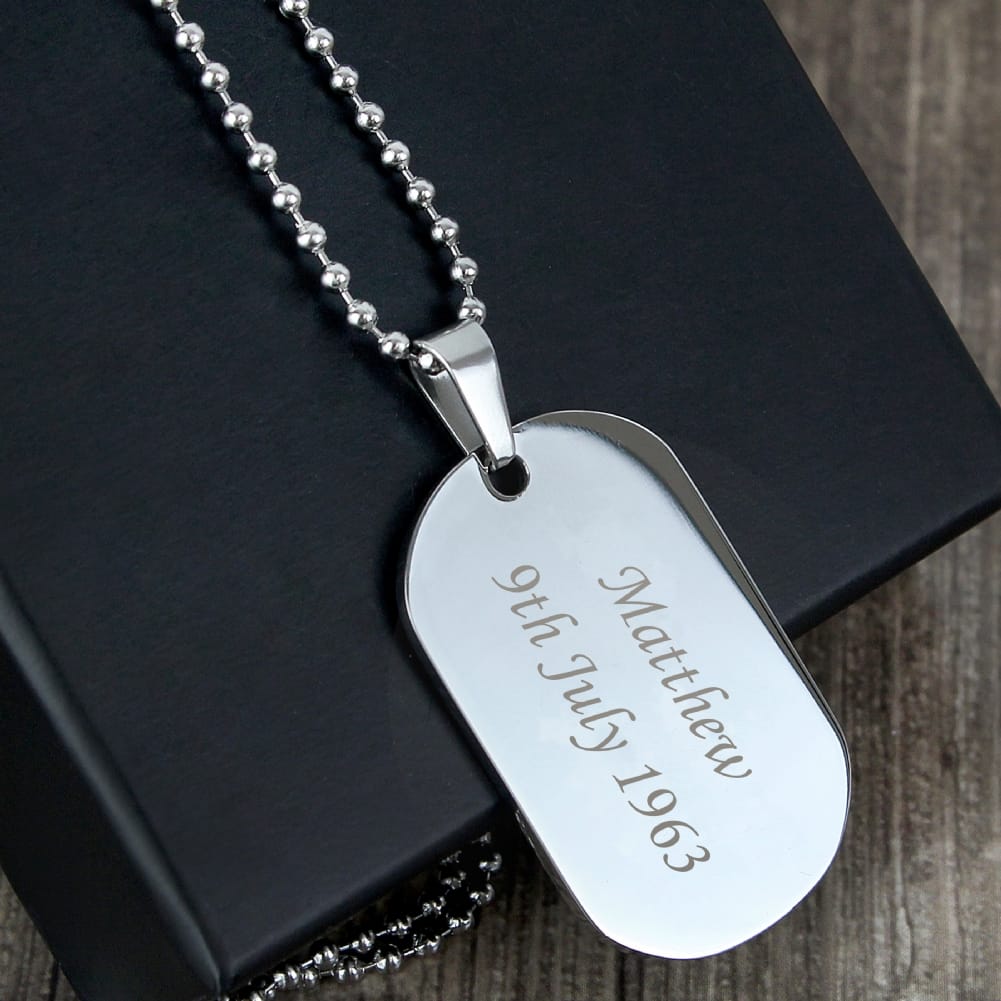 Personalised Memento Co Men's Personalised Dog Tag Necklace