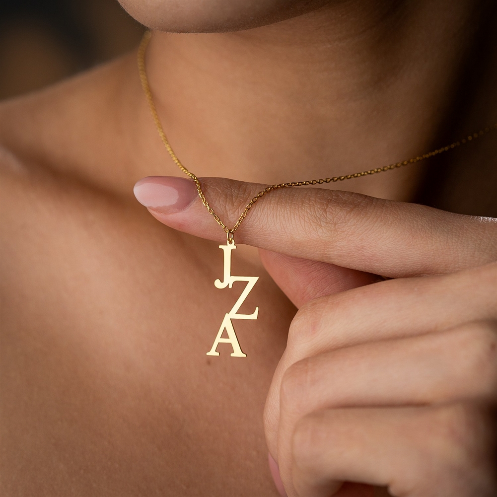 Potiega Silver/Gold Personalised Vertical Initials Necklace