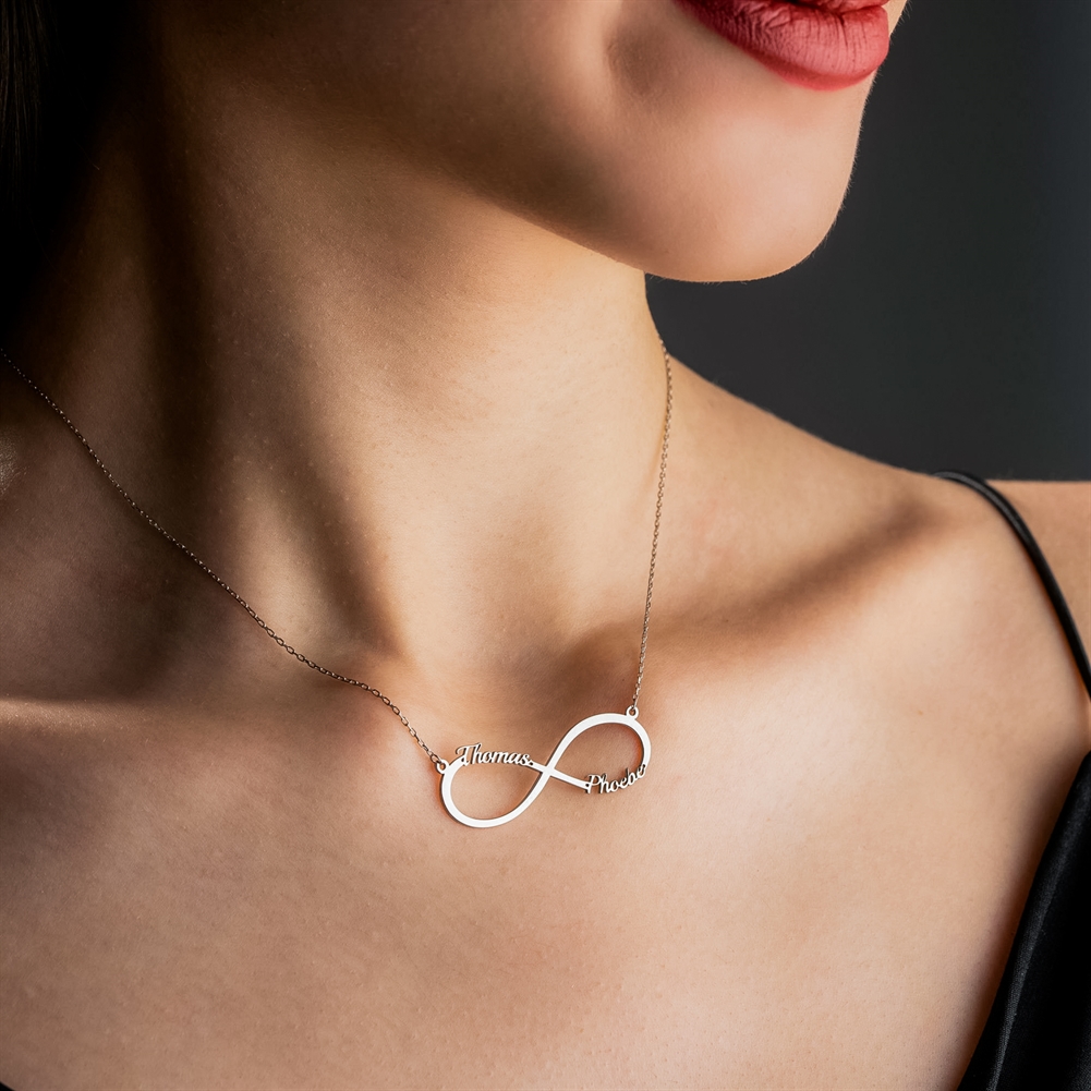 Potiega Silver/Gold Personalised Infinity Name Necklace