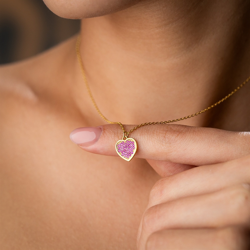 Potiega Silver/Gold Heart Birthstone Necklace