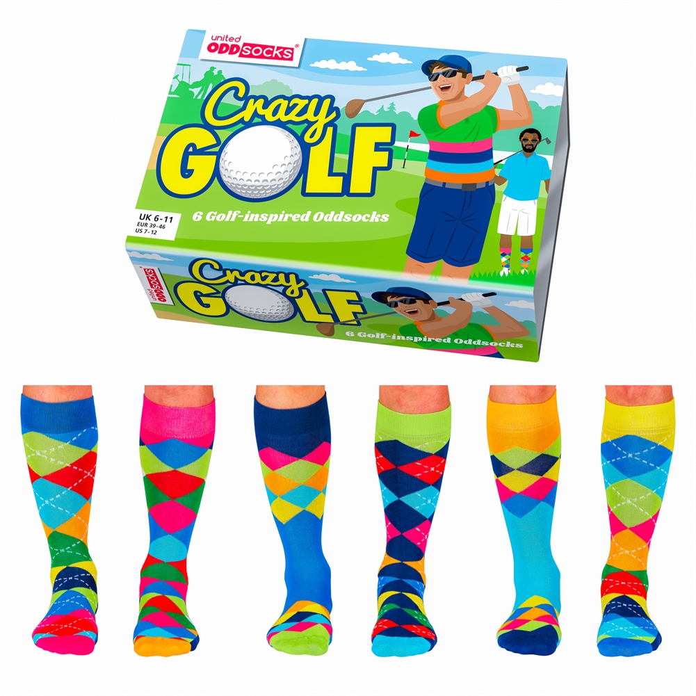 Sock Academy Men's Crazy Golf Oddsocks Gift Box Set For