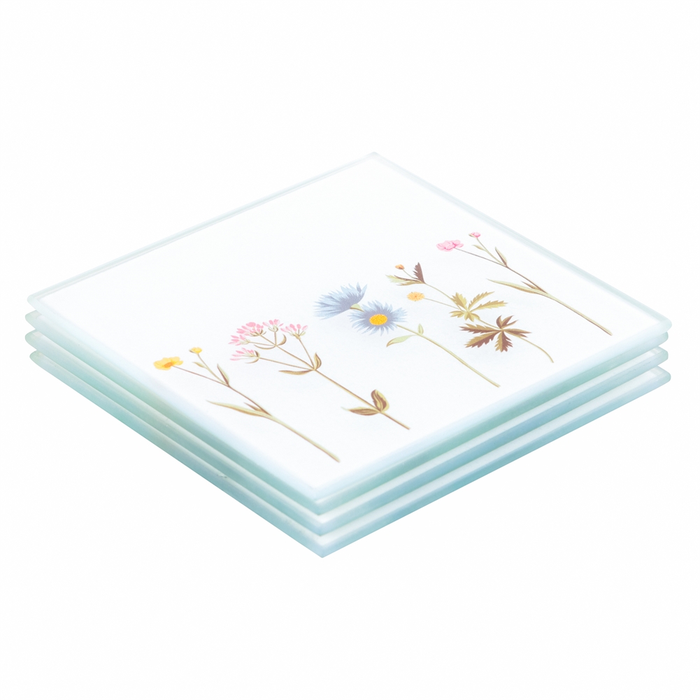 Something Different Wholesale Floral Glass Coaster Set