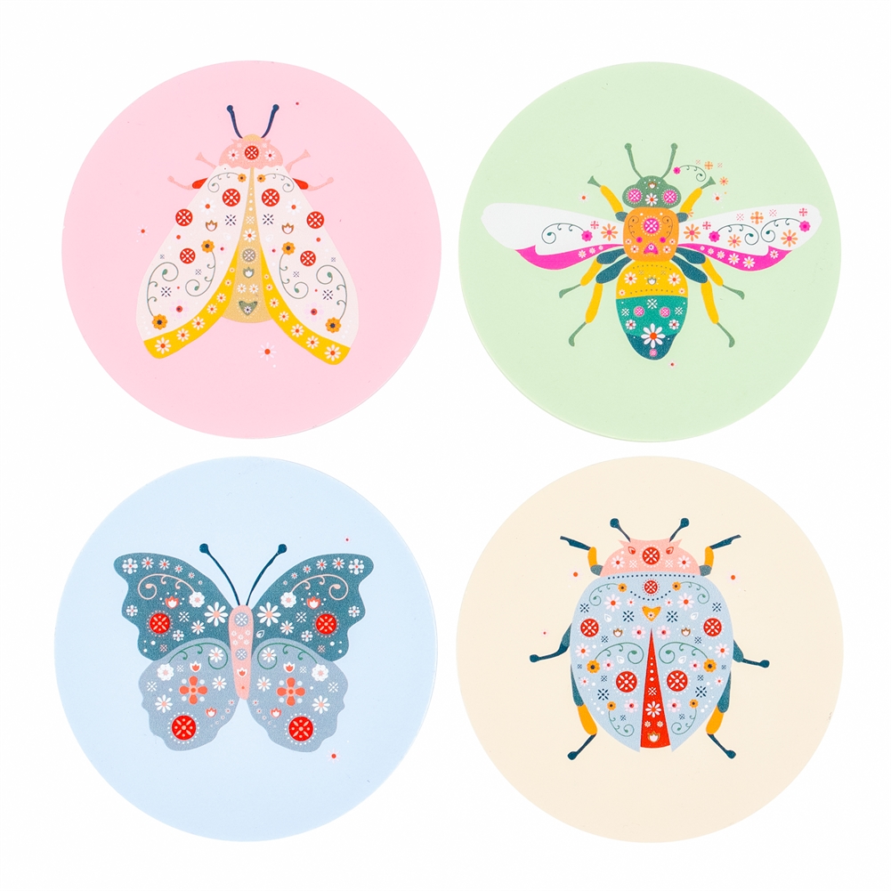 Something Different Wholesale Floral Bug Coaster Set