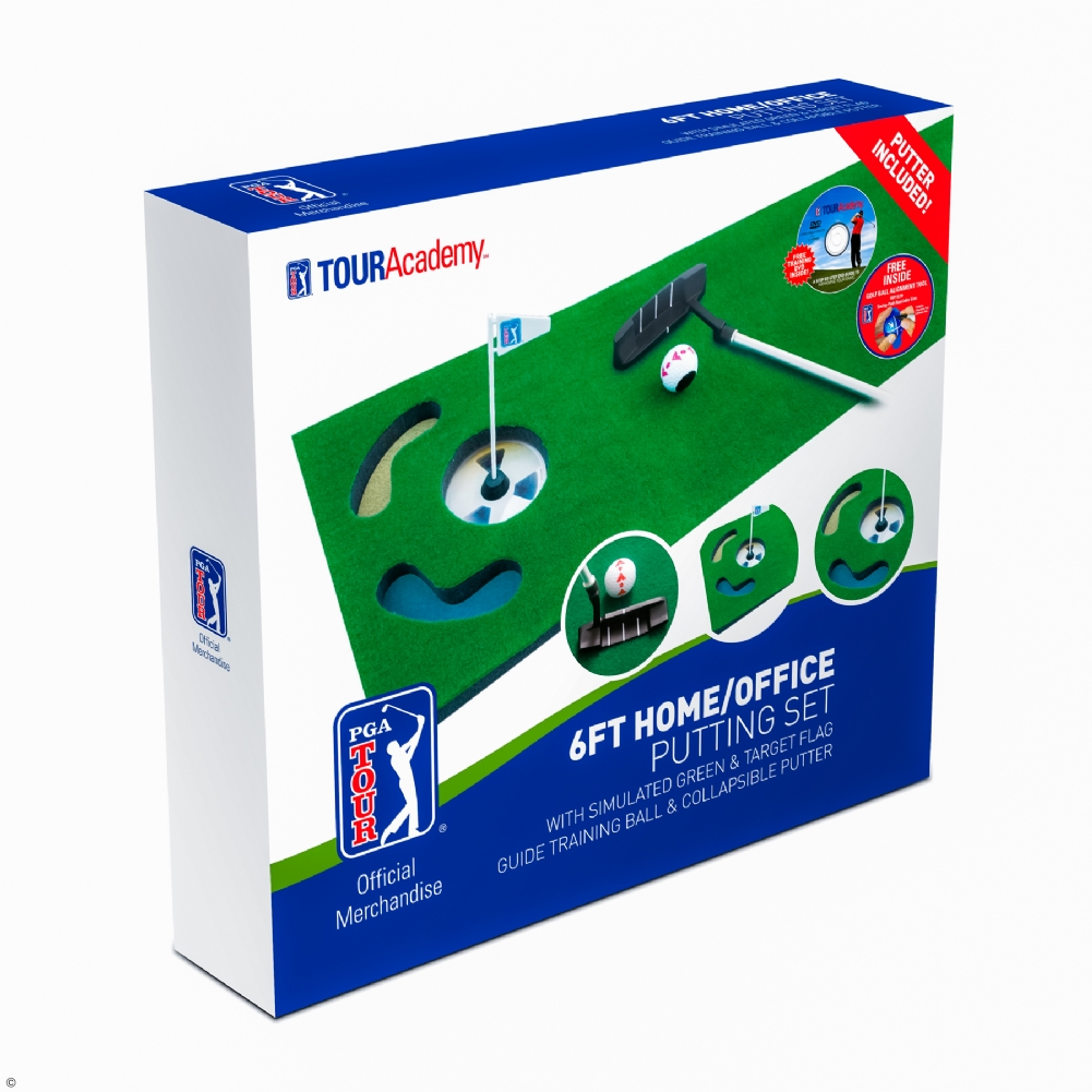 Second Chance Ltd Green Pga Tour 6Ft Home & Office Putting Mat With Collapsible Putter