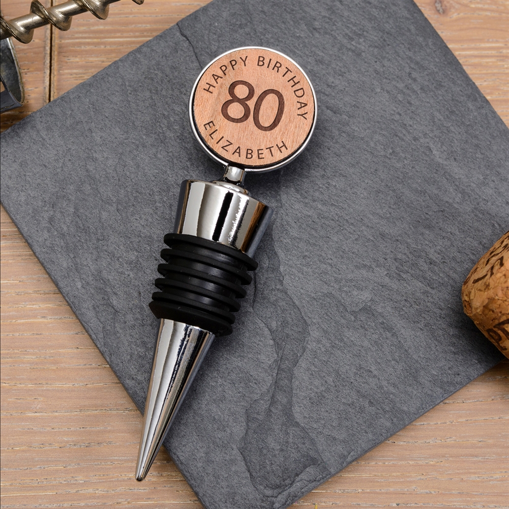 Personalised 80th Birthday Wooden Bottle Stopper Personalised 80th Birthday Wooden Bottle Stopper