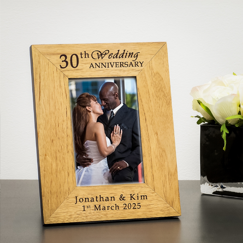 Personalised 30th Wedding Anniversary Wooden Photo Frame Personalised 30th Wedding Anniversary Wooden Photo Frame