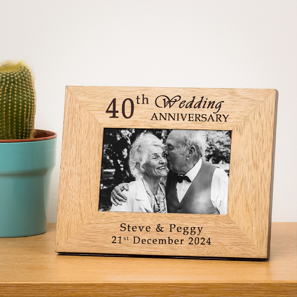Select Direct Despatch Personalised 40Th Wedding Anniversary Wooden Photo Frame