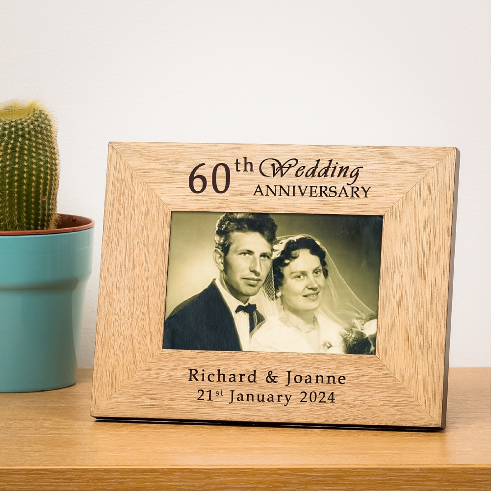Select Direct Despatch Personalised 60Th Wedding Anniversary Wooden Photo Frame