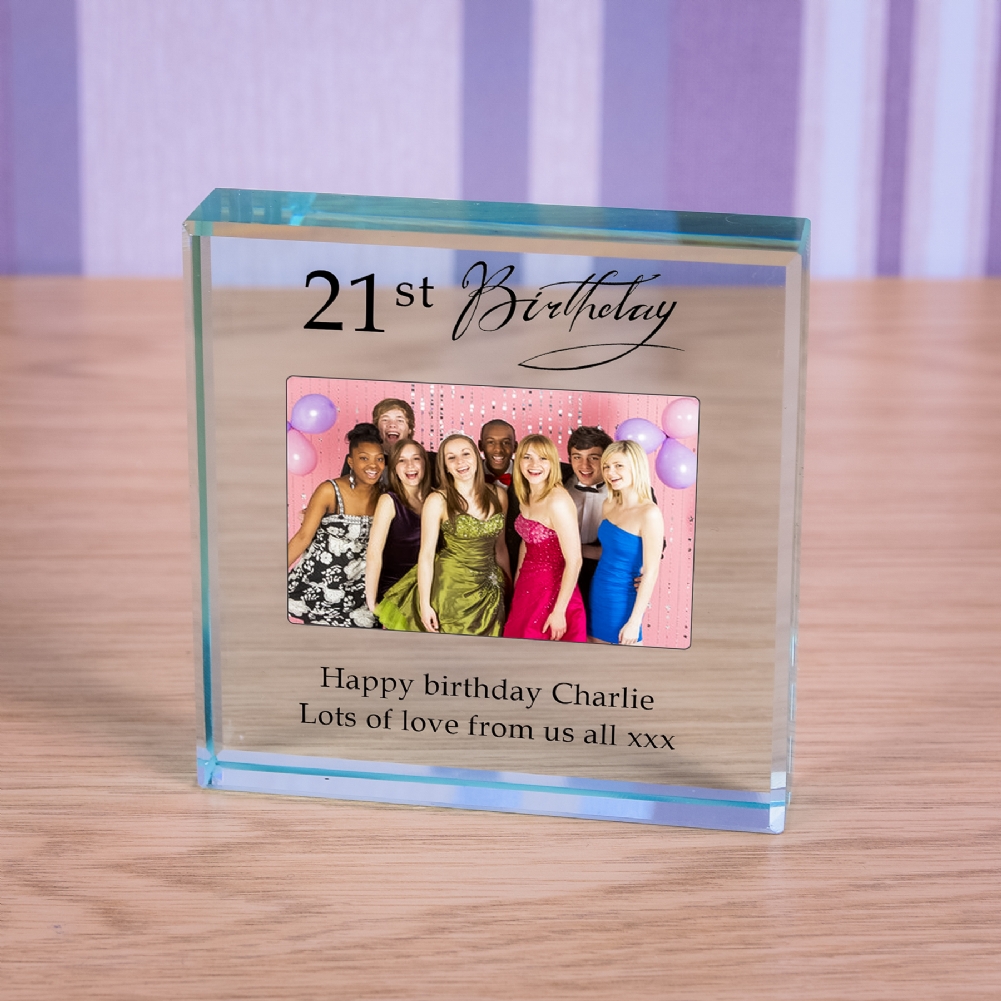 Personalised Happy 21st Birthday Photo Upload Glass Token Personalised Happy 21st Birthday Photo Upload Glass Token