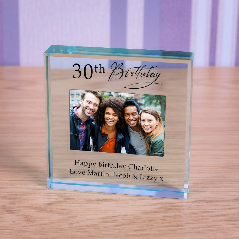 Personalised Happy 30th Birthday Photo Upload Glass Token Personalised Happy 30th Birthday Photo Upload Glass Token