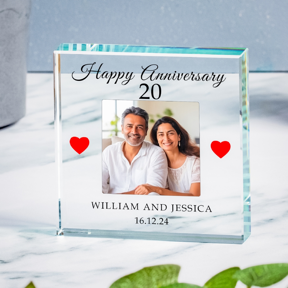 Select Direct Despatch Red Personalised 20Th Wedding Anniversary Photo Upload Glass Token