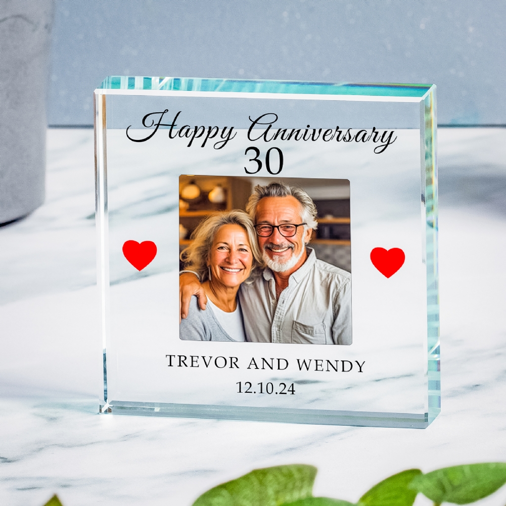 Personalised 30th Wedding Anniversary Photo Upload Glass Token Personalised 30th Wedding Anniversary Photo Upload Glass Token