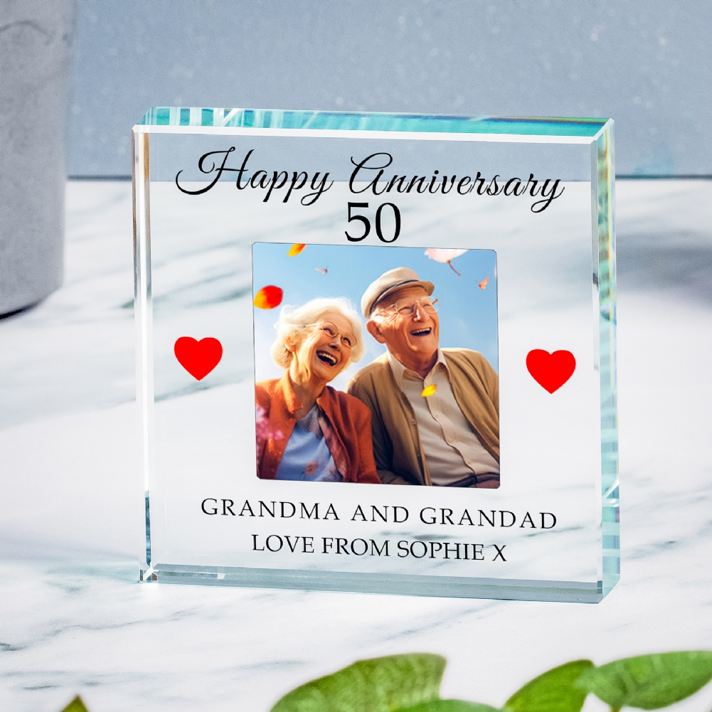 Personalised 50th Wedding Anniversary Photo Upload Glass Token Personalised 50th Wedding Anniversary Photo Upload Glass Token