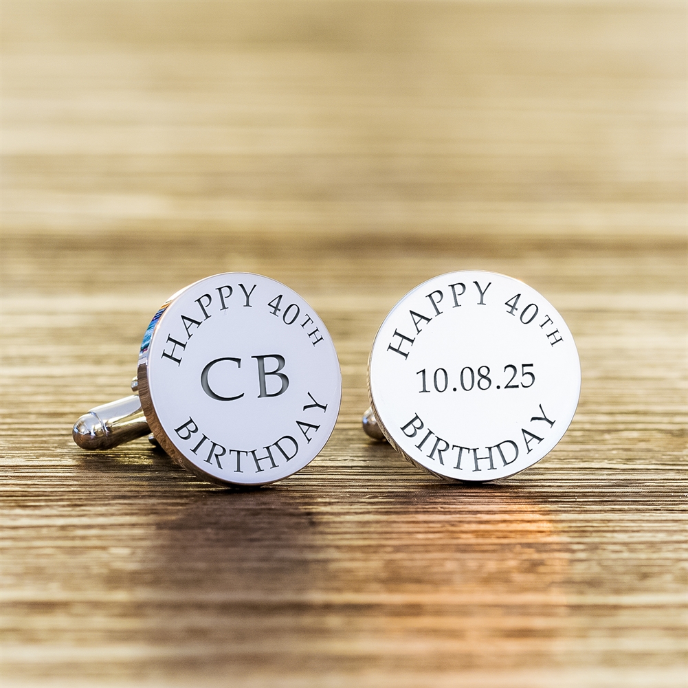 Select Direct Despatch Silver Happy 40Th Birthday Cufflinks - Finish