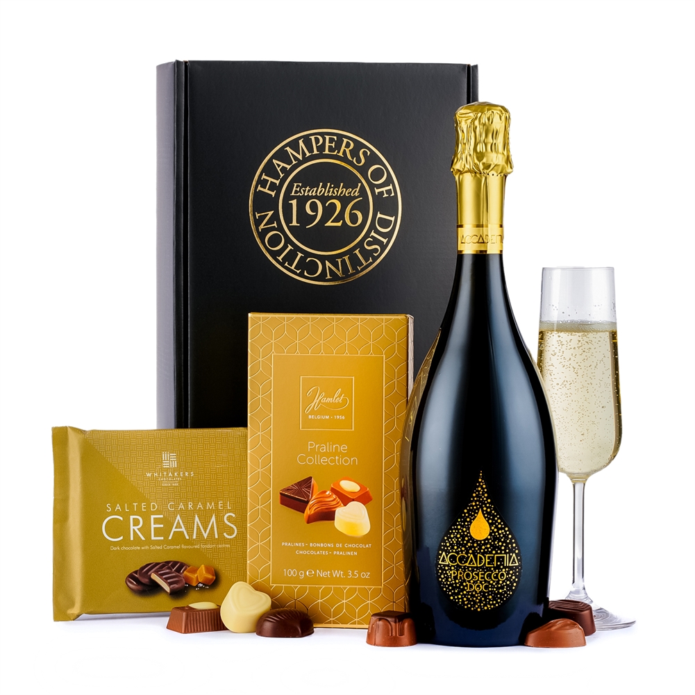 Spicers Of Hythe Ltd. Black Prosecco & Chocolates Gift Box 75Cl