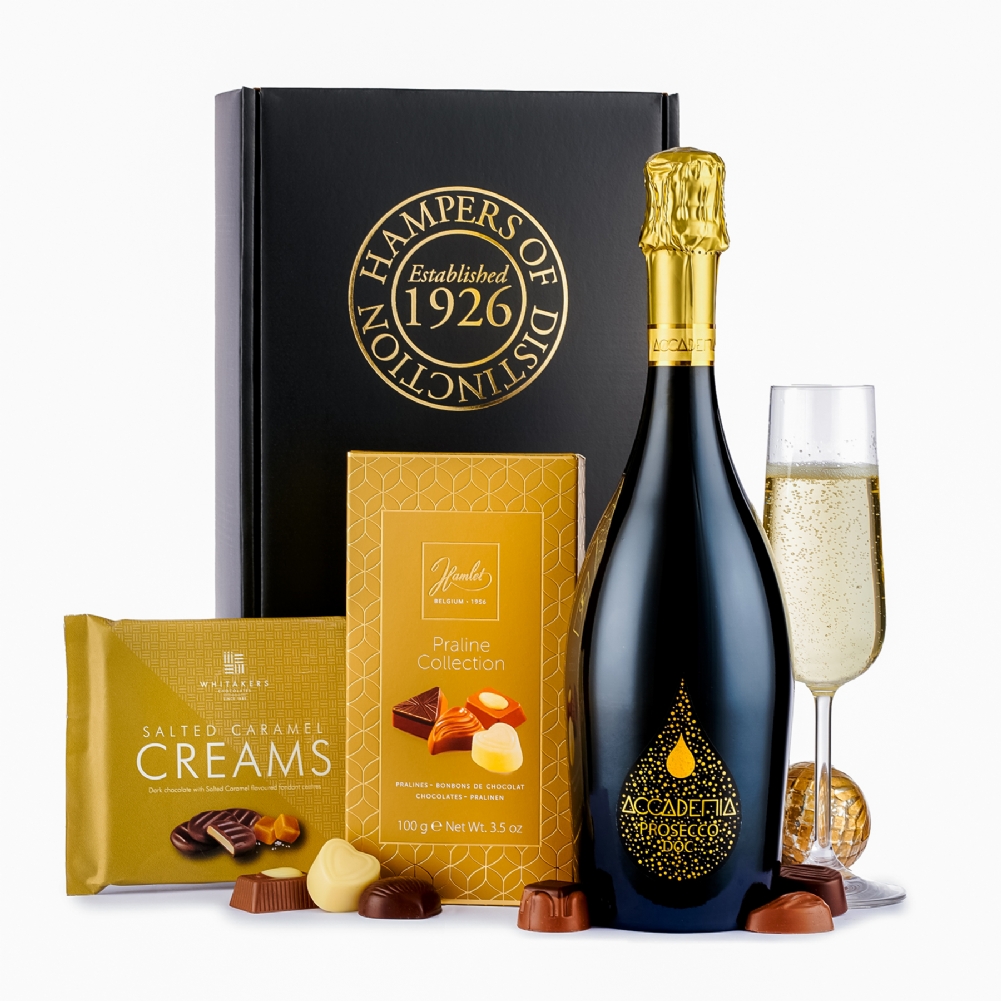 Spicers Of Hythe Ltd. Black Prosecco & Chocolates Gift Box