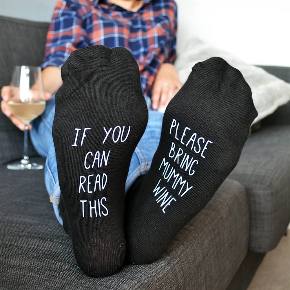 Solesmith Men's Black Personalised Hidden Message Socks - Please Bring Wine/Beer