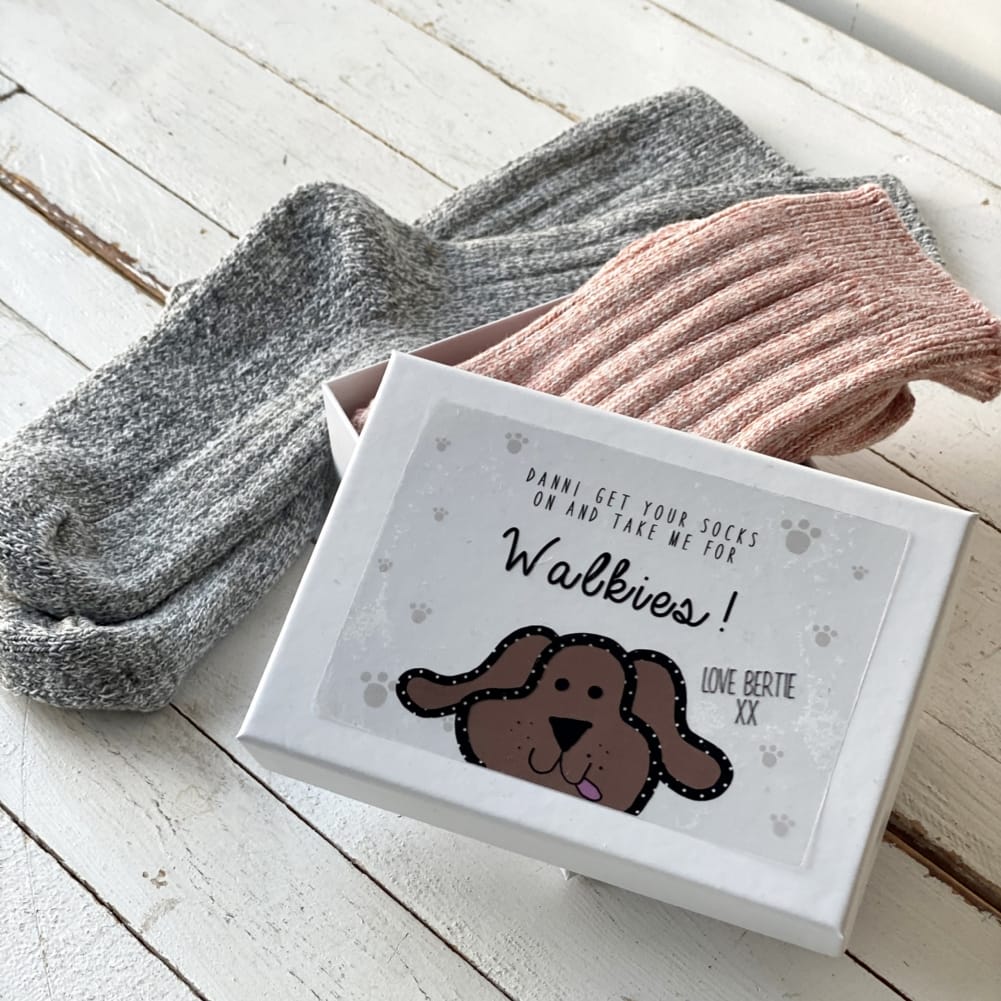 Solesmith Men's Dark Personalised Dog Walking Socks - Set Of 2
