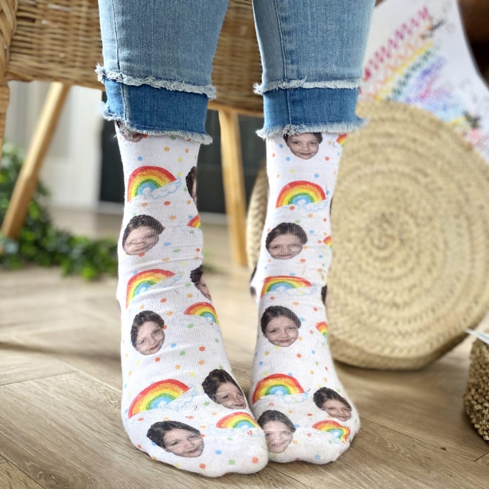 Solesmith Gold/Dark Personalised Rainbow Photo Socks