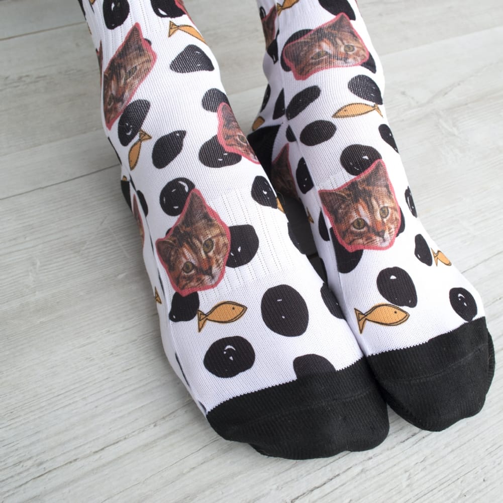 Solesmith Black/White Personalised Cat Photo Socks