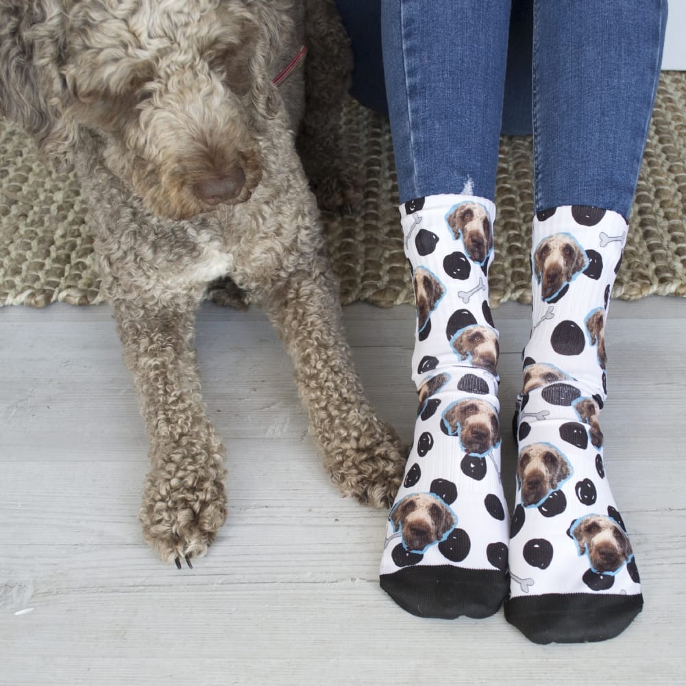Solesmith Black/White Personalised Dog Photo Socks