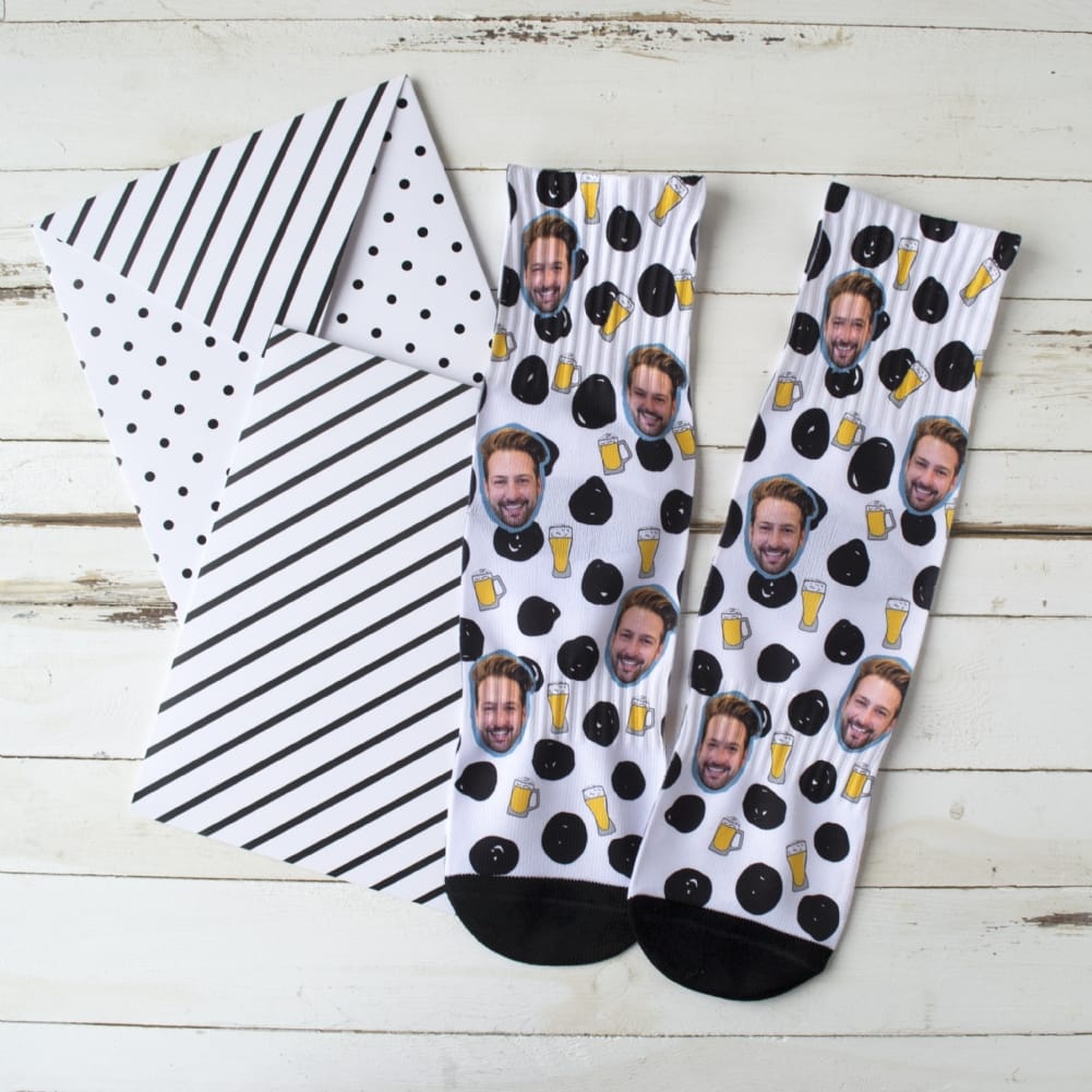 Solesmith Black/White/Dark Personalised Beer Photo Socks