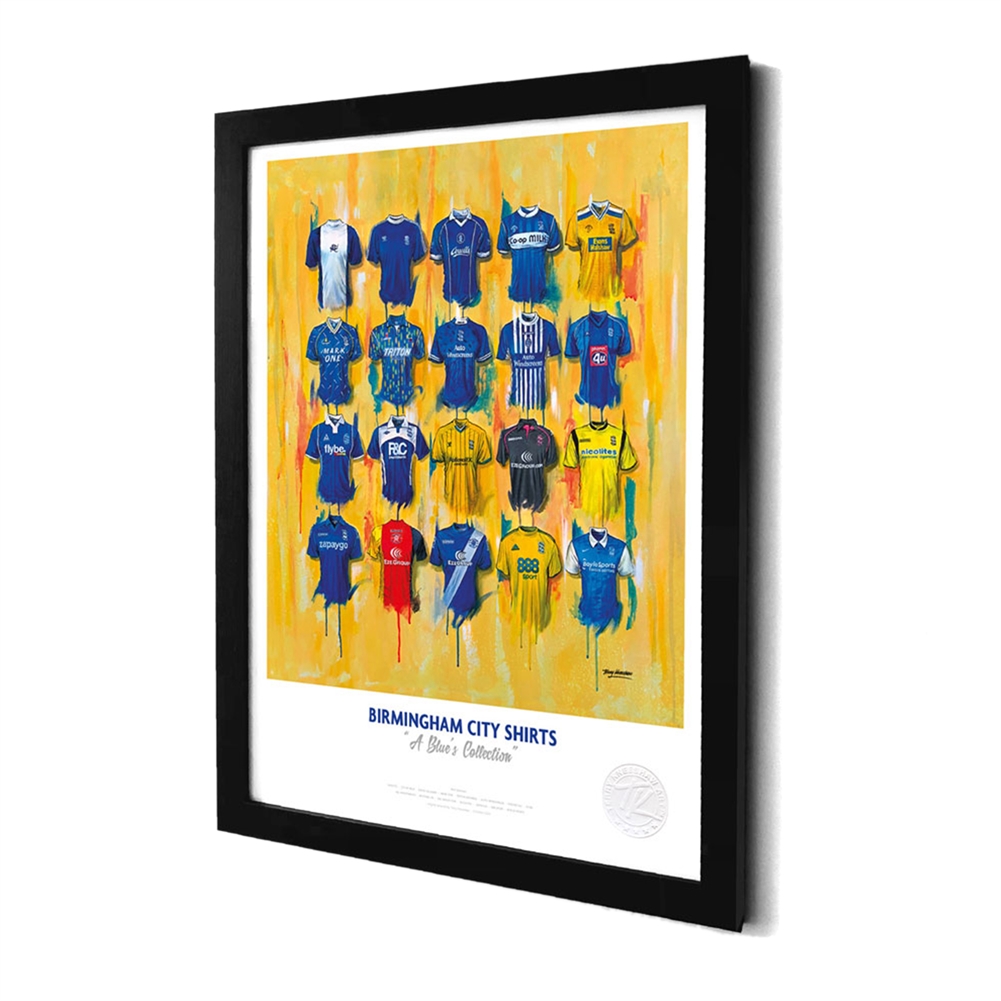 Terry Kneeshaw A3 Framed Football Shirt History Prints (Birmingham City)