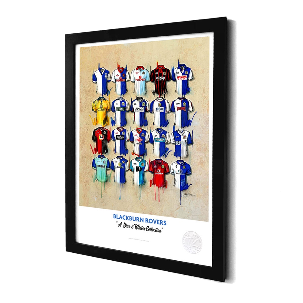 Terry Kneeshaw A3 Framed Football Shirt History Prints (Blackburn Rovers)