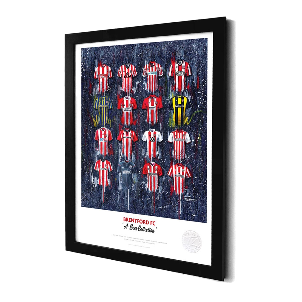 Terry Kneeshaw A3 Framed Football Shirt History Prints (Brentford)