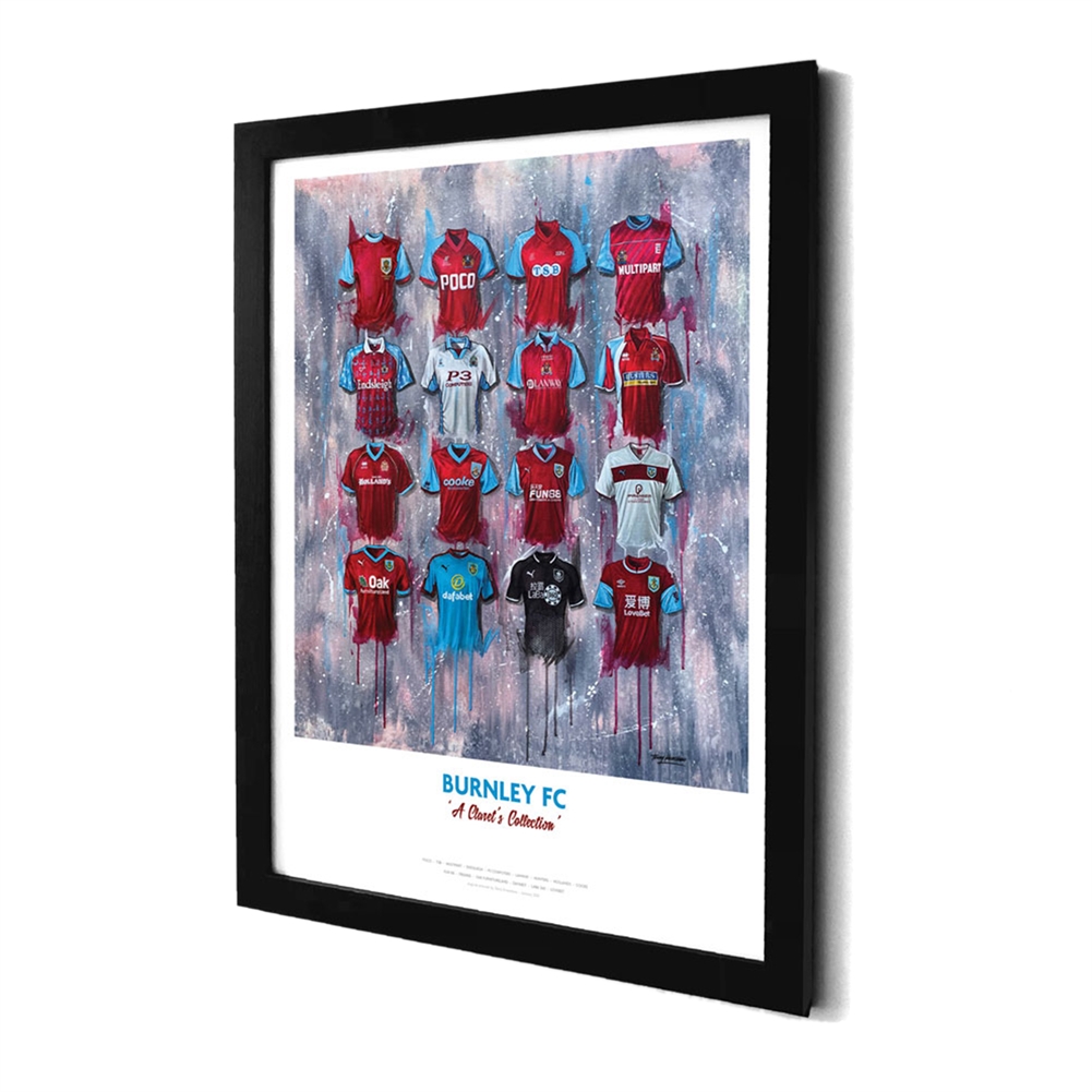 Terry Kneeshaw A3 Framed Football Shirt History Prints (Burnley)