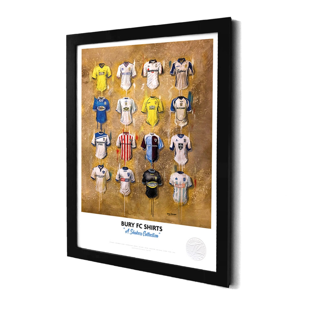 Terry Kneeshaw A3 Framed Football Shirt History Prints (Bury)