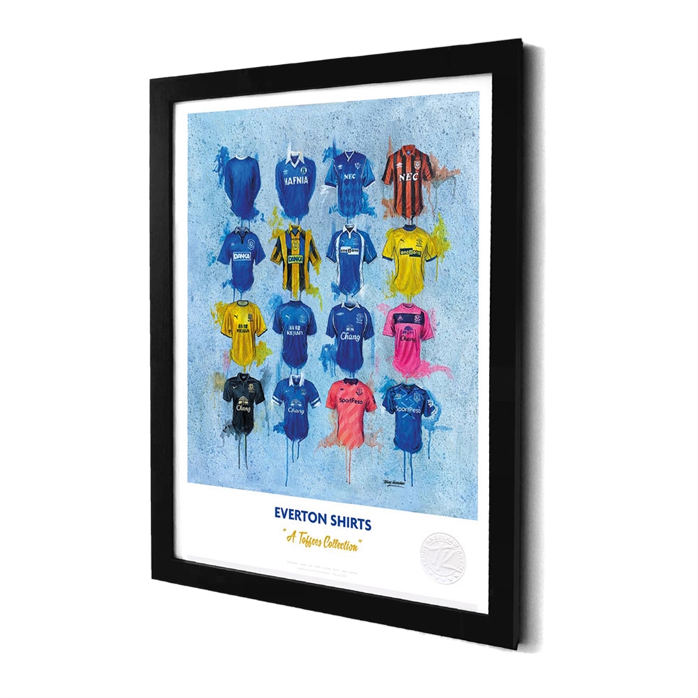 Terry Kneeshaw A3 Framed Football Shirt History Prints (Everton)
