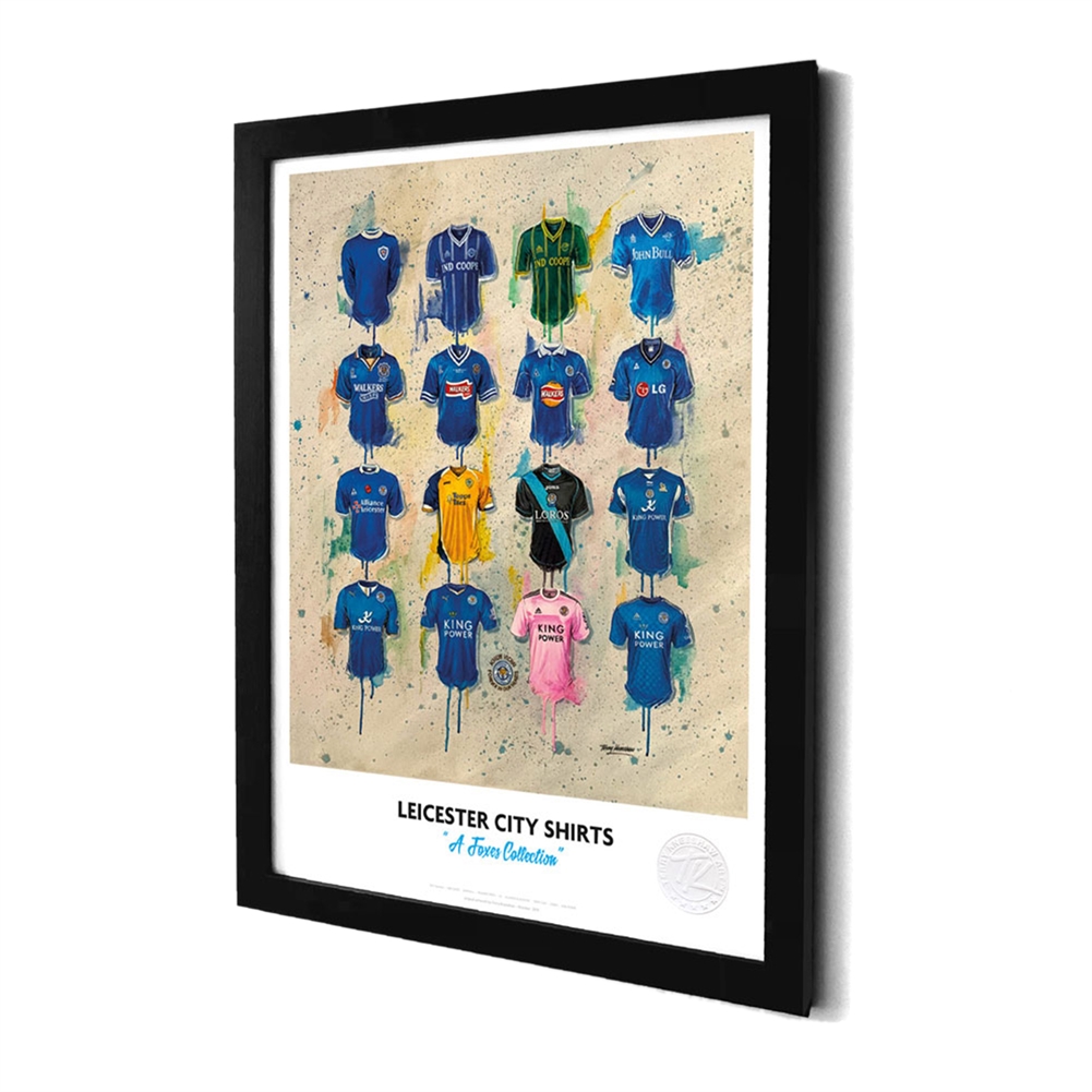 Terry Kneeshaw A3 Framed Football Shirt History Prints (Leicester City)