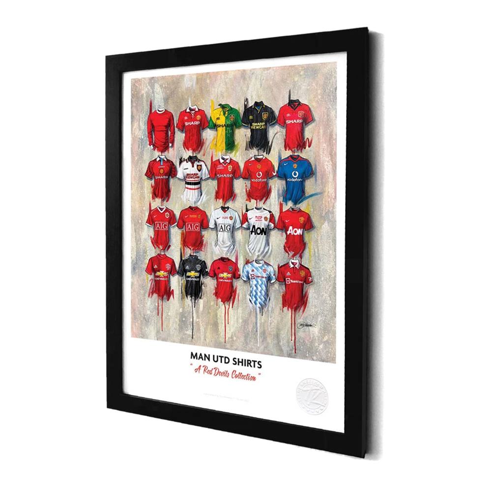 Terry Kneeshaw A3 Framed Football Shirt History Prints (Manchester United)
