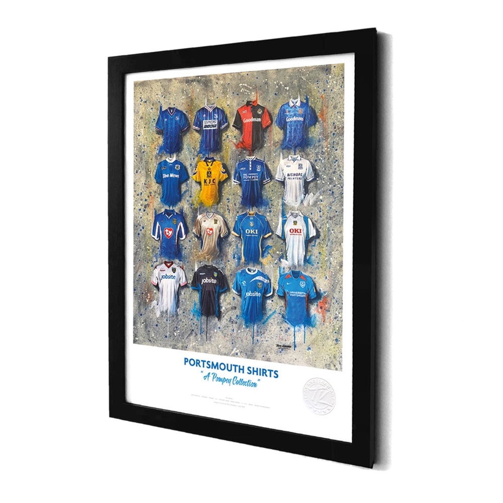 Terry Kneeshaw A3 Framed Football Shirt History Prints (Portsmouth)