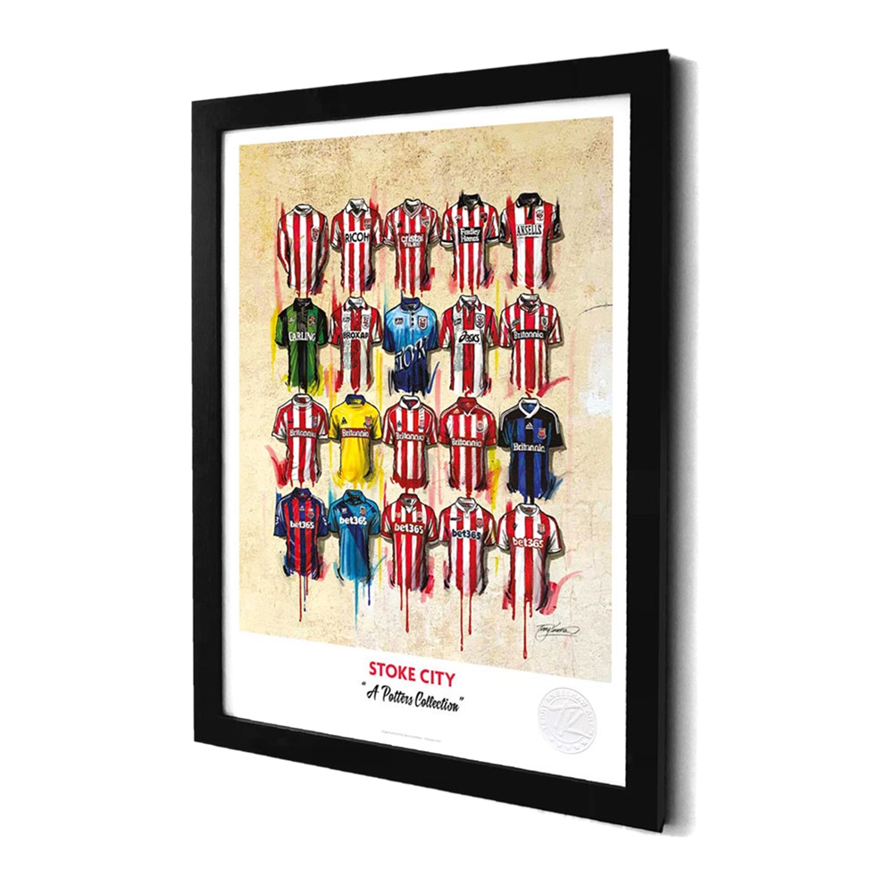 Terry Kneeshaw A3 Framed Football Shirt History Prints (Stoke City)