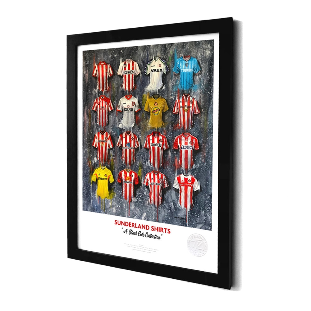 Terry Kneeshaw A3 Framed Football Shirt History Prints (Sunderland)