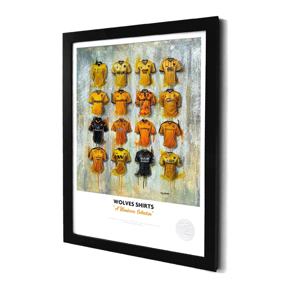 Terry Kneeshaw A3 Framed Football Shirt History Prints (Wolves)