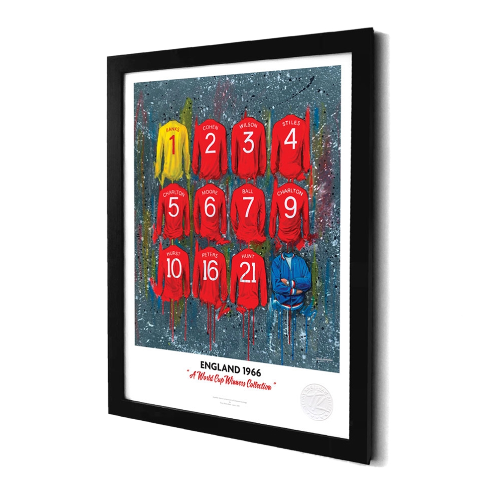 Terry Kneeshaw A3 Framed International Football Team Prints (England 1966 - A World Cup Winner's Collection)