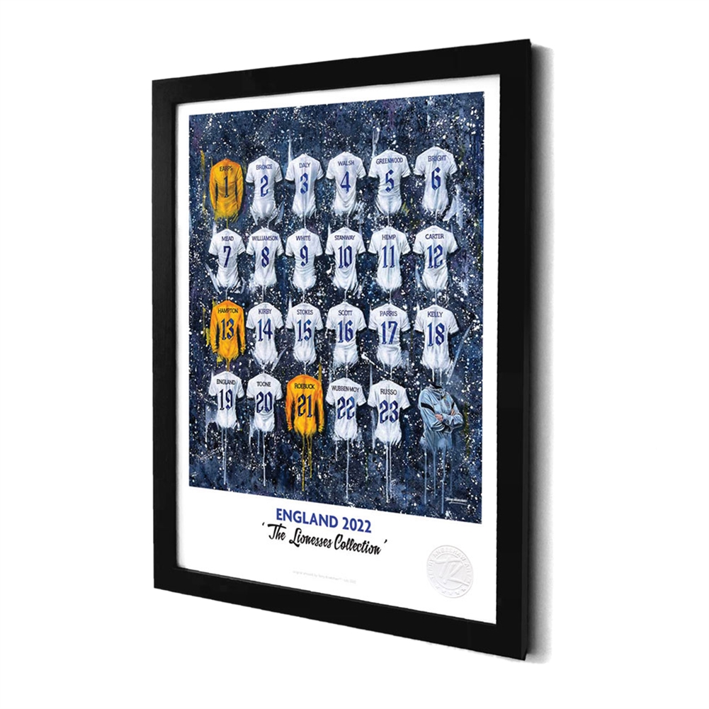 Terry Kneeshaw A3 Framed International Football Team Prints (England 2022 - The Lionesses Collection)
