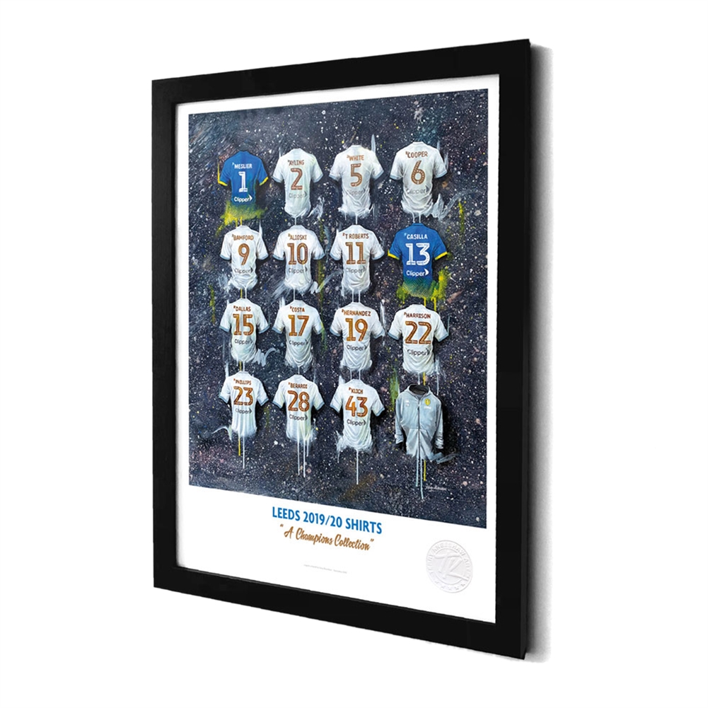 Terry Kneeshaw A3 Framed Special Football Team Prints (Leeds United 2019-2020 Champions)