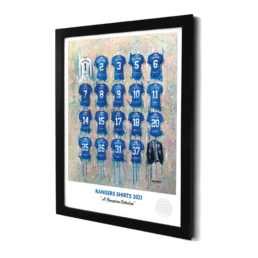 Terry Kneeshaw A3 Framed Special Football Team Prints (Rangers Champions)