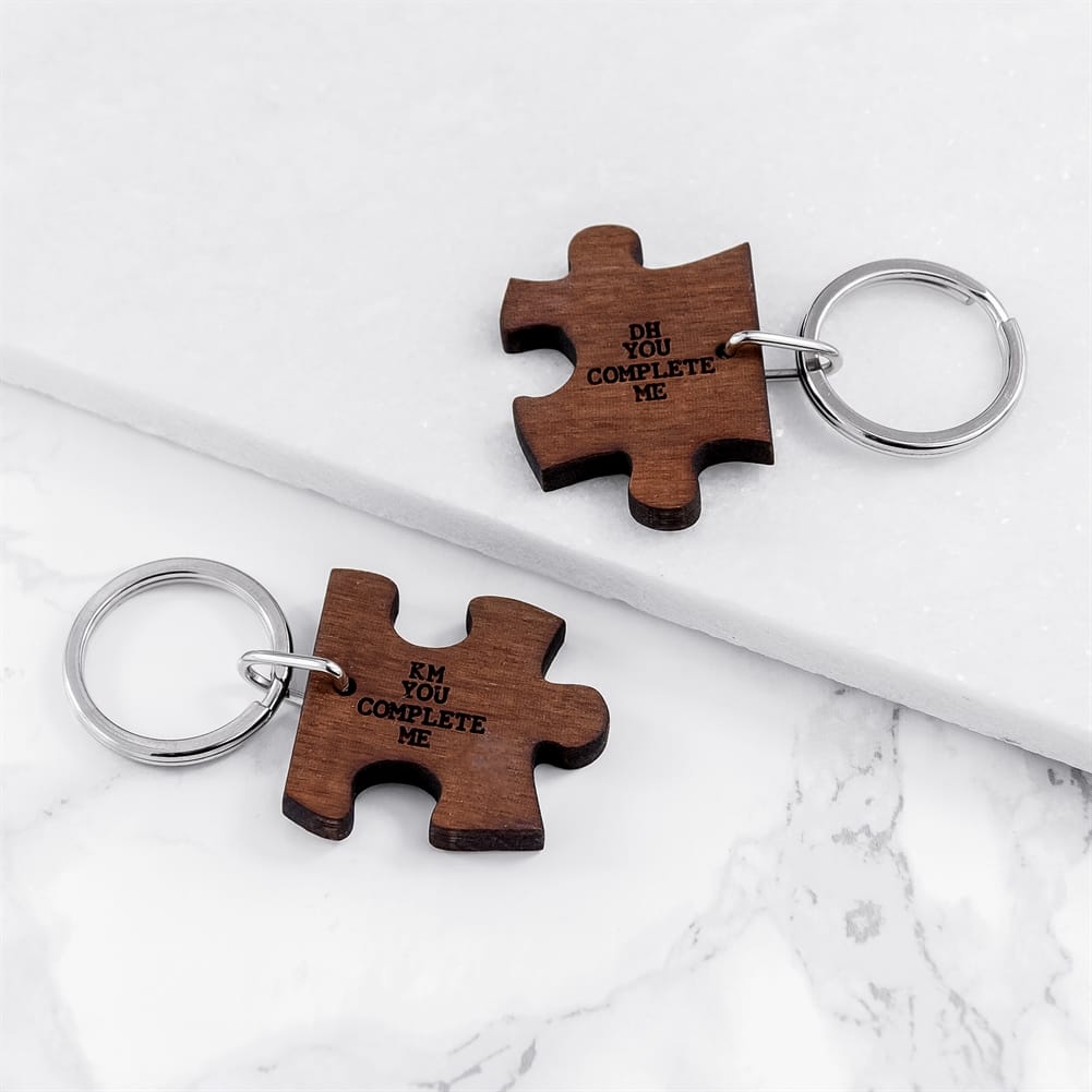 Treat Gifts (Opazlight) Personalised You Complete Me Couples Jigsaw Keyring