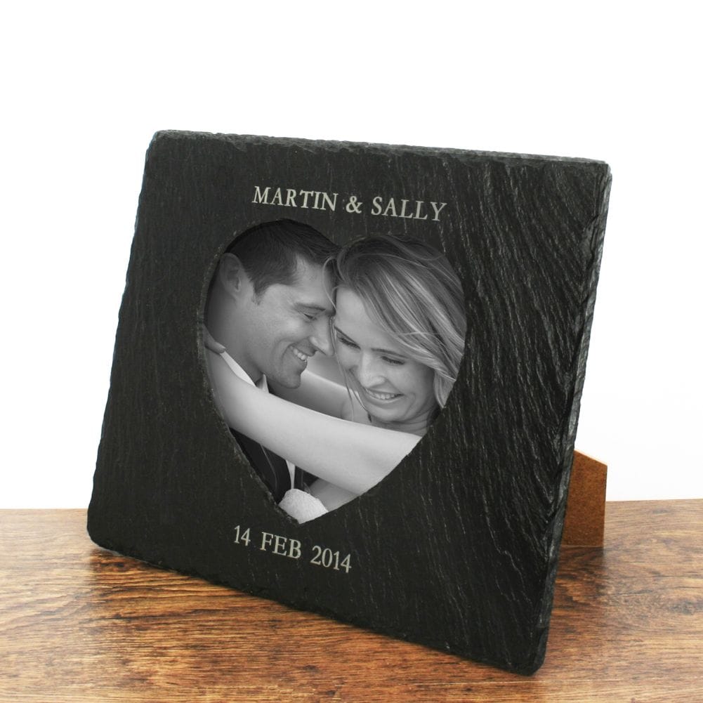 Treat Gifts (Opazlight) Personalised Heart Slate Photo Frame