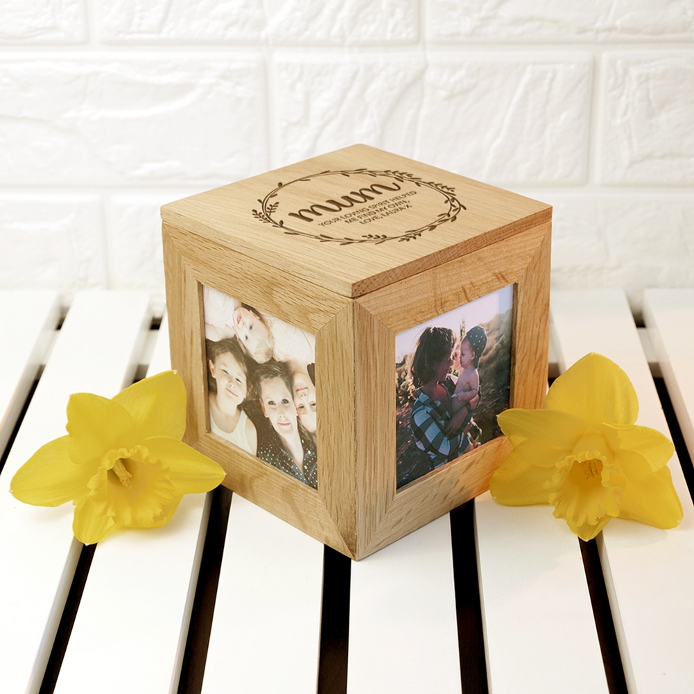 Treat Gifts (Opazlight) Personalised Oak Photo Cube For Mum
