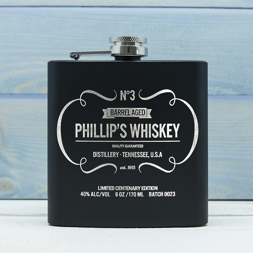 Treat Gifts (Opazlight) Black/Green Personalised Vintage Hip Flask (Whiskey)