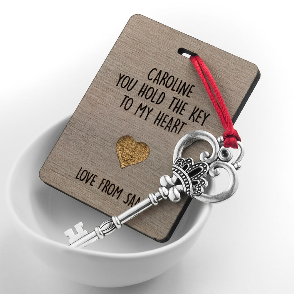 Treat Gifts (Opazlight) Golden/Silver The Key To My Heart Personalised Keepsake