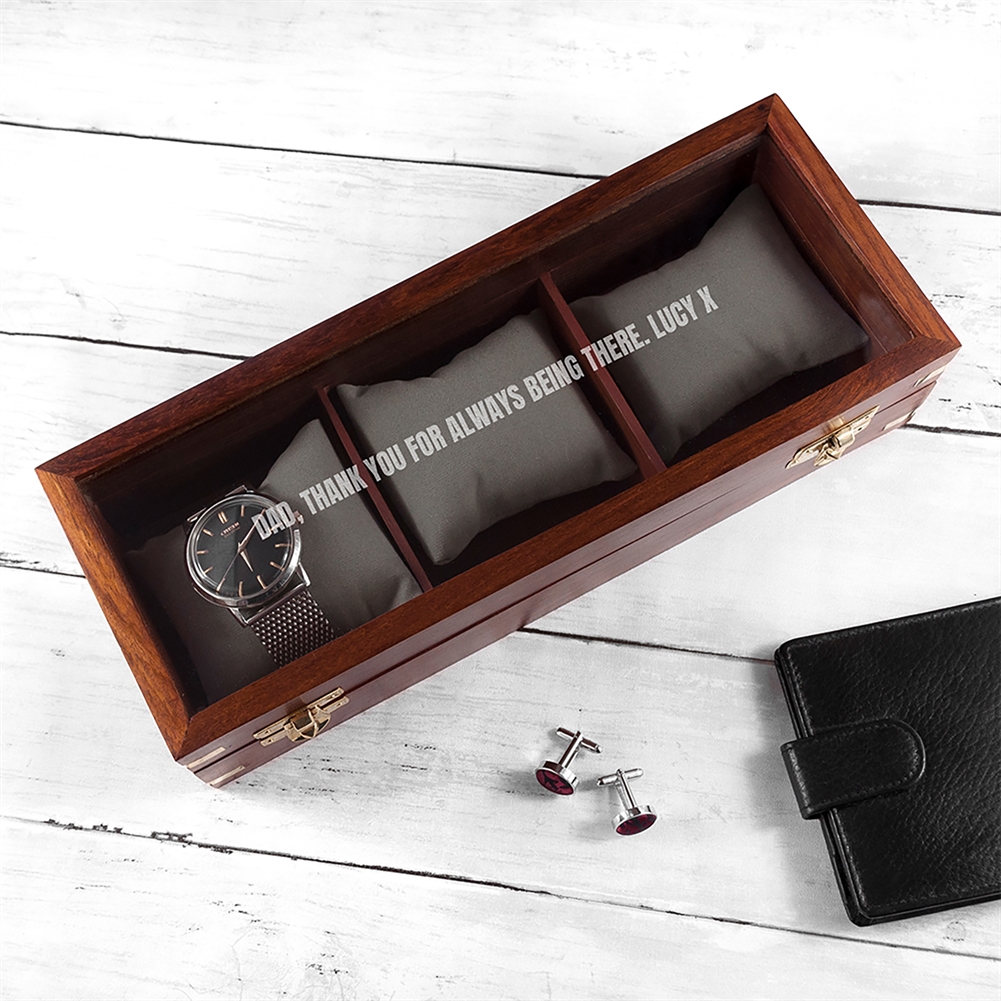 Treat Gifts (Opazlight) Grey Wooden Personalised Watch Box