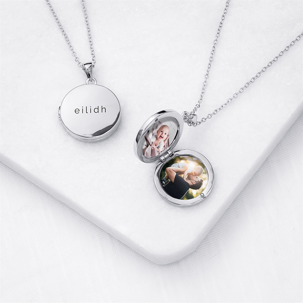 Treat Gifts (Opazlight) Silver Personalised Photo Locket Necklaces (Round - )